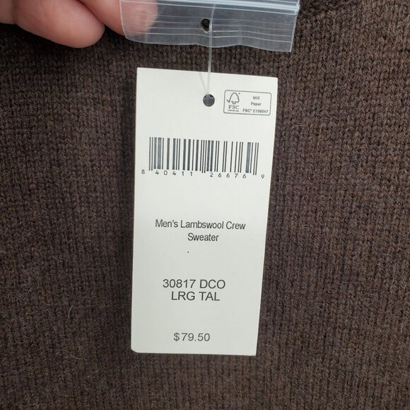 Duluth Trading Co Lambswool Crew Sweater Men Size Large Tall NWT Long Sleeve - Picture 5 of 13